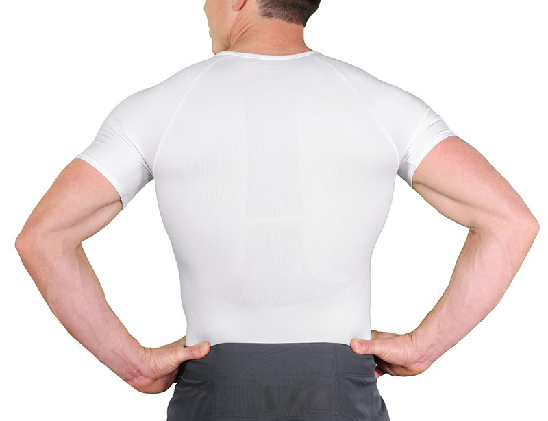 Esteem Apparel قميص ضغط للرجال من Esteem Apparel لإخفاء التثدي (الأبيض، متوسط) - Image 4