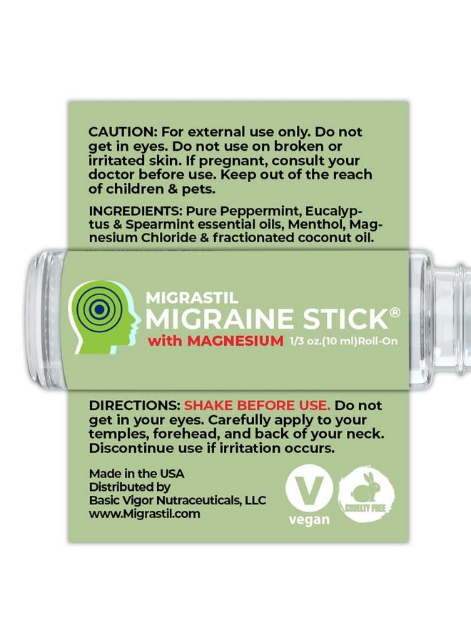 Migrastil Migraine Stick with Magnesium Cooling Peppermint Eucalyptus Essential Oil Topical Magnesium for Headache Support. Made in The USA 10 ml 2-Pack - Image 3