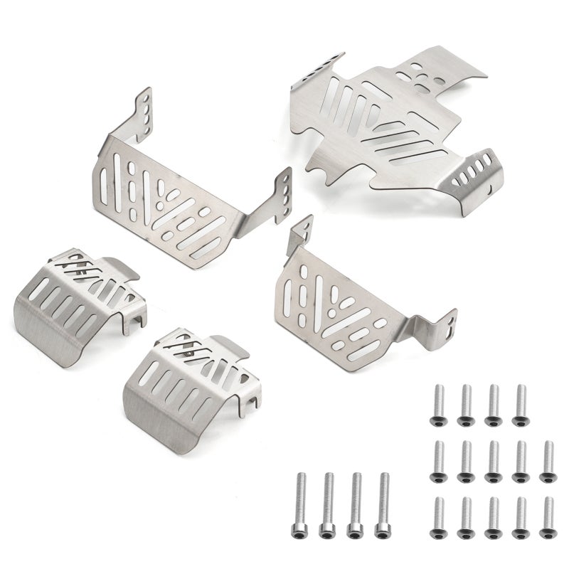 Stainless Steel Chassis Armor Plate Type 2 Silver - High-Strength Impact Resistant Anti-Skid Plate for 1/10 Remote Control Crawler Traxxas TRX4 Off-Road Use - Image 1