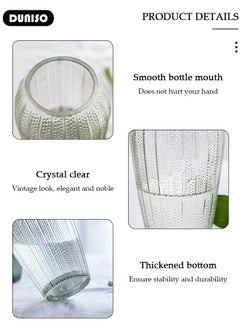 DUNISO Clear Glass Vase, Modern Decorative Vase, Large Irregular Shape Vintage Flower Vase, Minimalist Ins Style Embossed Glass Vase for Wedding Table Decorations Centerpieces, Crystal Vase for Living Room, Bedroom, Kitchen, Dining Table, Mantle  - Image 2