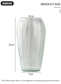 DUNISO Clear Glass Vase, Modern Decorative Vase, Large Irregular Shape Vintage Flower Vase, Minimalist Ins Style Embossed Glass Vase for Wedding Table Decorations Centerpieces, Crystal Vase for Living Room, Bedroom, Kitchen, Dining Table, Mantle  - Image 3