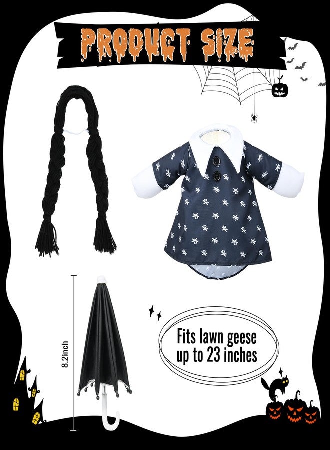 VIVOLOOM Halloween Porch Goose Outfit Fits 23” Goose Statue Cute and Fun Black Dress Lawn Goose Clothes for Porch Yard and Patio Decor - Image 5