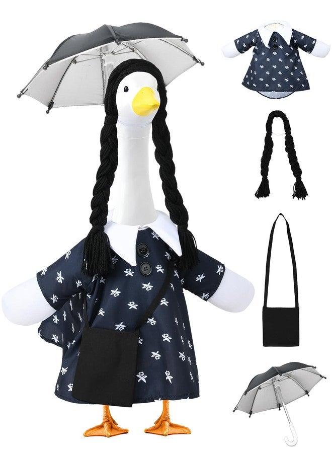 VIVOLOOM Halloween Porch Goose Outfit Fits 23” Goose Statue Cute and Fun Black Dress Lawn Goose Clothes for Porch Yard and Patio Decor - Image 1