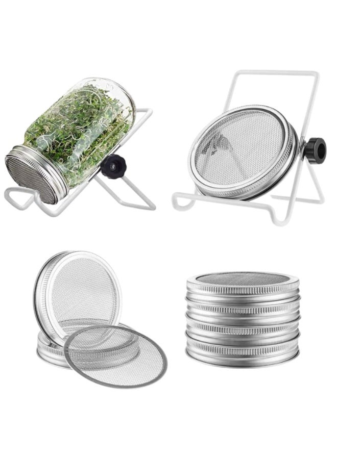 McDou 32oz Jar Sprouting Kit (2-Pack) - Complete Wide Mouth Sprouting Set with Stainless Steel Lids, Stand & Tray - Grow Bean, Broccoli, Alfalfa, Radish & Sunflower Seeds Easily - Image 2
