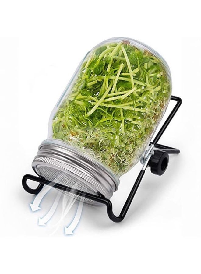 McDou 32oz Jar Sprouting Kit (2-Pack) - Complete Wide Mouth Sprouting Set with Stainless Steel Lids, Stand & Tray - Grow Bean, Broccoli, Alfalfa, Radish & Sunflower Seeds Easily - Image 1