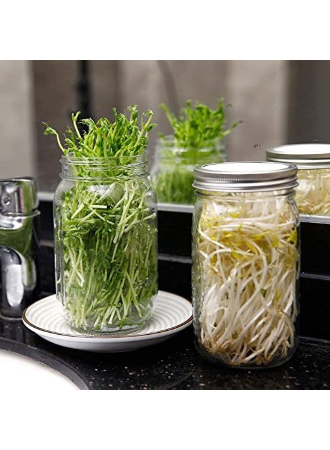 McDou 32oz Jar Sprouting Kit (2-Pack) - Complete Wide Mouth Sprouting Set with Stainless Steel Lids, Stand & Tray - Grow Bean, Broccoli, Alfalfa, Radish & Sunflower Seeds Easily - Image 5