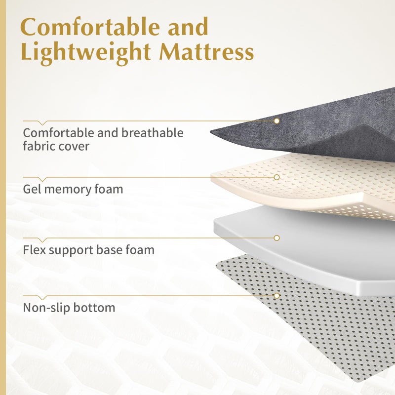 FAHKNS Tri-Fold Memory Foam Mattress,Single Folding Mattress with Handles and Washable Covers,Portable Floor Bed Foldable Mat for Travel & Camping & Yoga,75" x 38" x 4" - Image 4