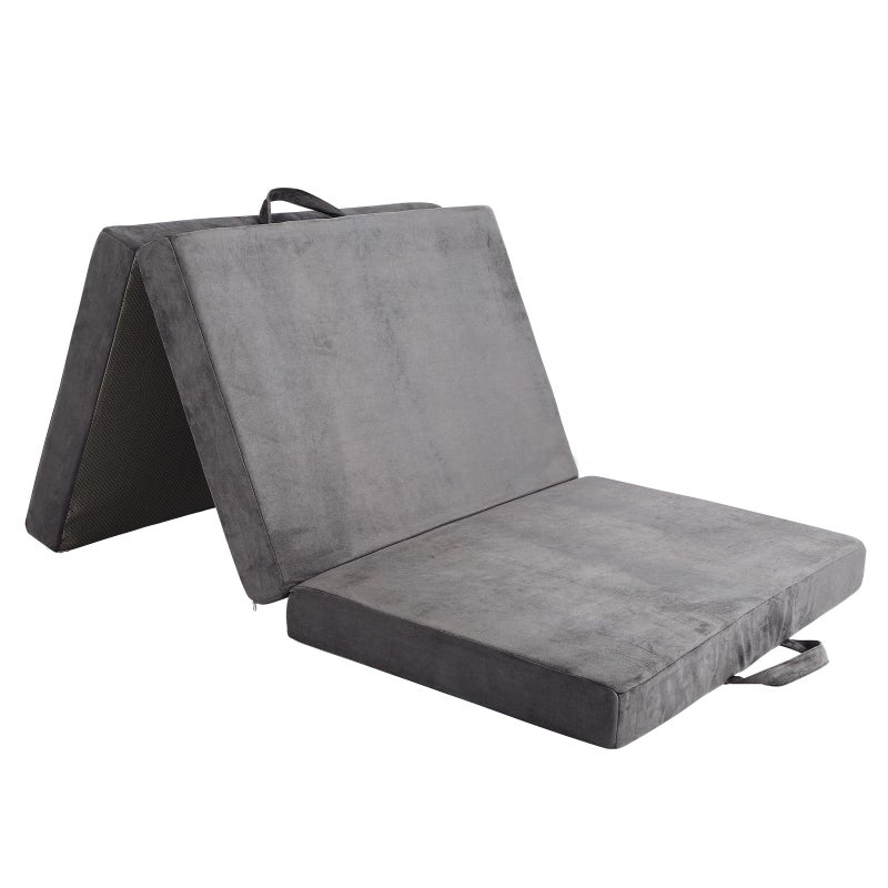 FAHKNS Tri-Fold Memory Foam Mattress,Single Folding Mattress with Handles and Washable Covers,Portable Floor Bed Foldable Mat for Travel & Camping & Yoga,75" x 38" x 4" - Image 1