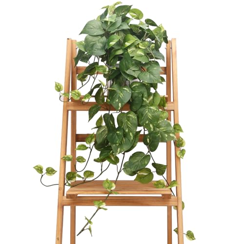 CEWOR Fake Plants Artificial Plants Indoor Faux Plant for Home Decor Silk Realistic Hanging Plants Potted Aesthetic Fake Pothos for Shelves Office Bedroom Bathroom Decor (Green) - Image 1