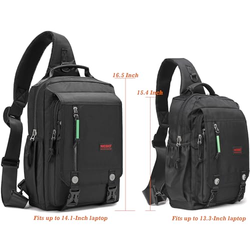 NICGID Sling Bags Chest Shoulder Backpacks, 14.1'' Laptop Backpack Crossbody Messenger Bag Travel Outdoor Men Women - Image 2
