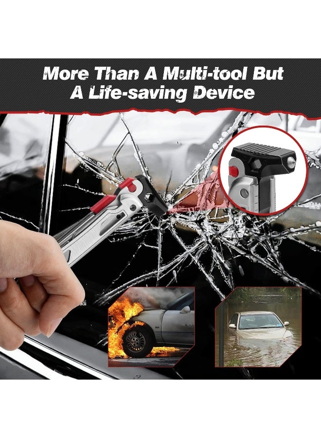 BIBURY Multitool Pliers, 22-in-1 Stainless Steel Multi Tool with Flint, Window Breaker, Scissors, Back Clip, Folding Pocket Multifunctional Tool for Outdoor Survival Camping Hiking, Gifts for Dad - Image 3