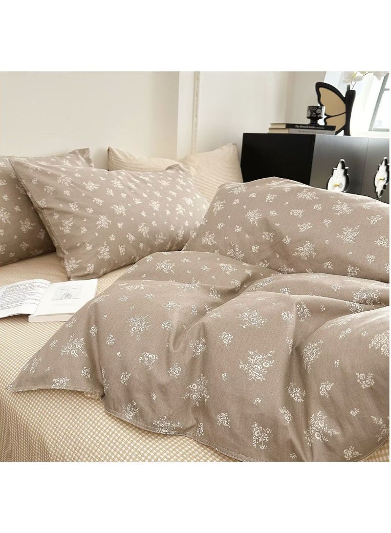 Duoduo home غطاء لحاف عالي الجودة 100% قطن، حجم ملكي، مجموعة 6 قطع مع غطاء لحاف 220*240 سم + ملاءة ومجموعة 4 أغطية وسائد