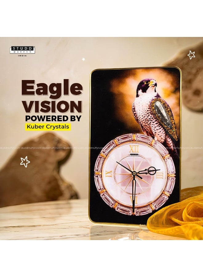 Studd Muffyn | Kuber Crystal Eagle Wall Clock with Tiger Eye | Vastu Wealth Decorative Wall Clock for Home & Office | Crystal Wall Décor for Wealth and Steady Financial Growth - Image 4