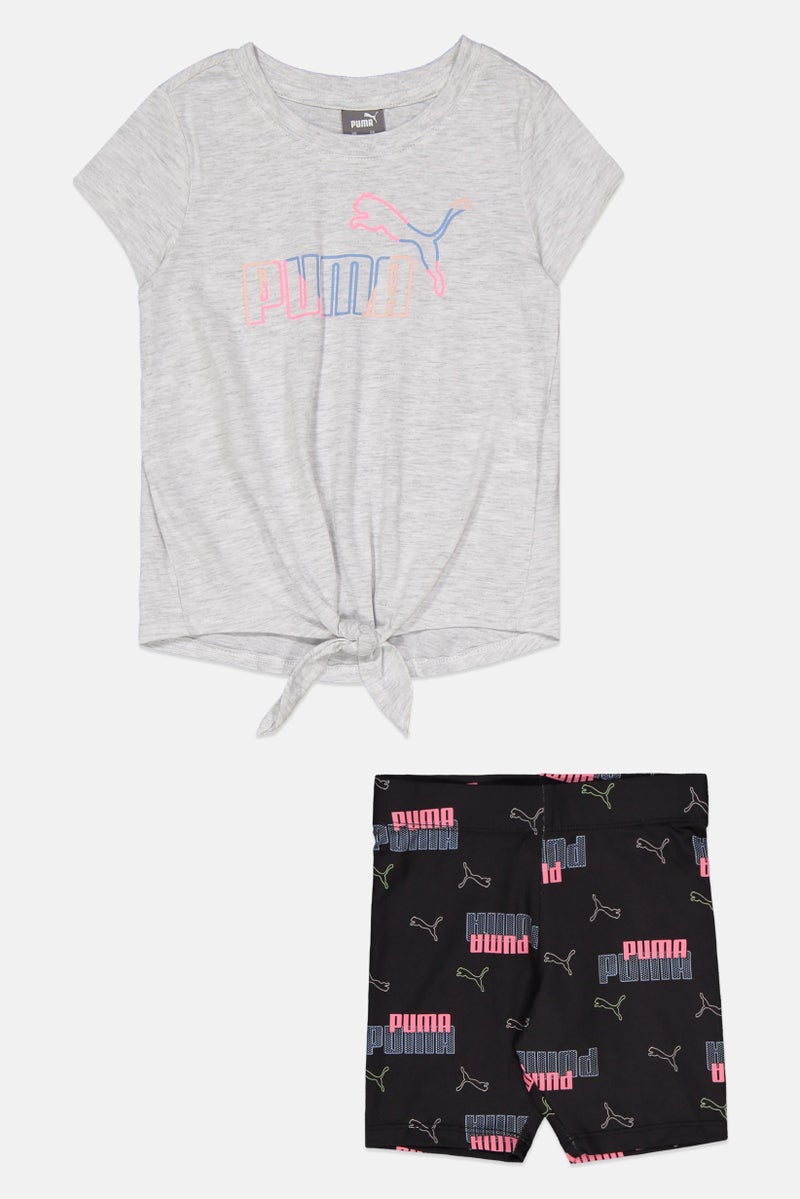 PUMA ملابس رياضية للبنات للأطفال 2 قطعة تي شيرت وشورت مجموعة، متعددة الألوان - Image 1