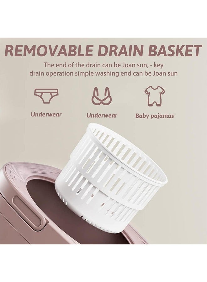 Portable Washing Machine, 8 L Large Capacity Foldable Washer, Foldable Washing Machine with Drain Basket, 3 Modes Timing Cleaning, for Socks, Baby Clothes, Towels and Small Items (Pink) - Image 4