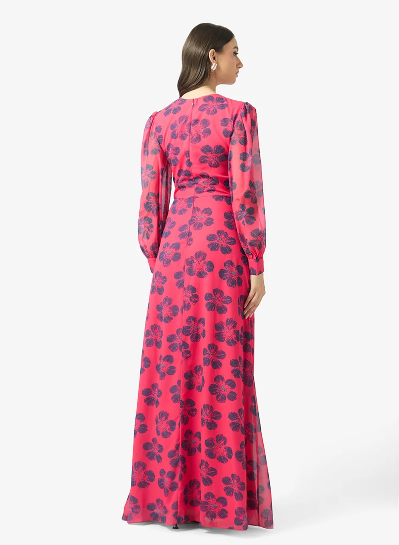 فيرجوس لاونج فستان إفيجينيا مطبوع بياقة ملفوفة