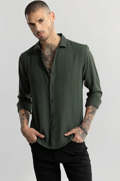 SNITCH Quartet Green Stripe Shirt