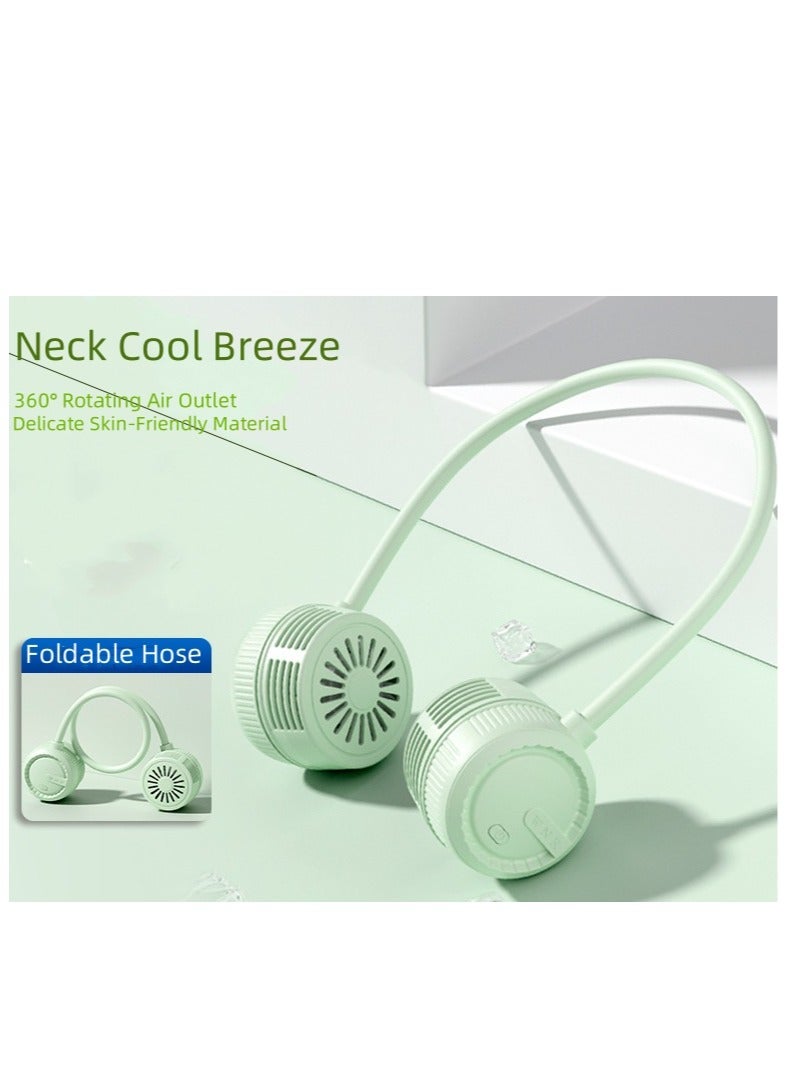 QZ Neck Hanging Fan Lazy Fan Portable Folding Lazy Outdoor Desktop USB Large Wind Power Neck Hanging Small Fan - Image 2