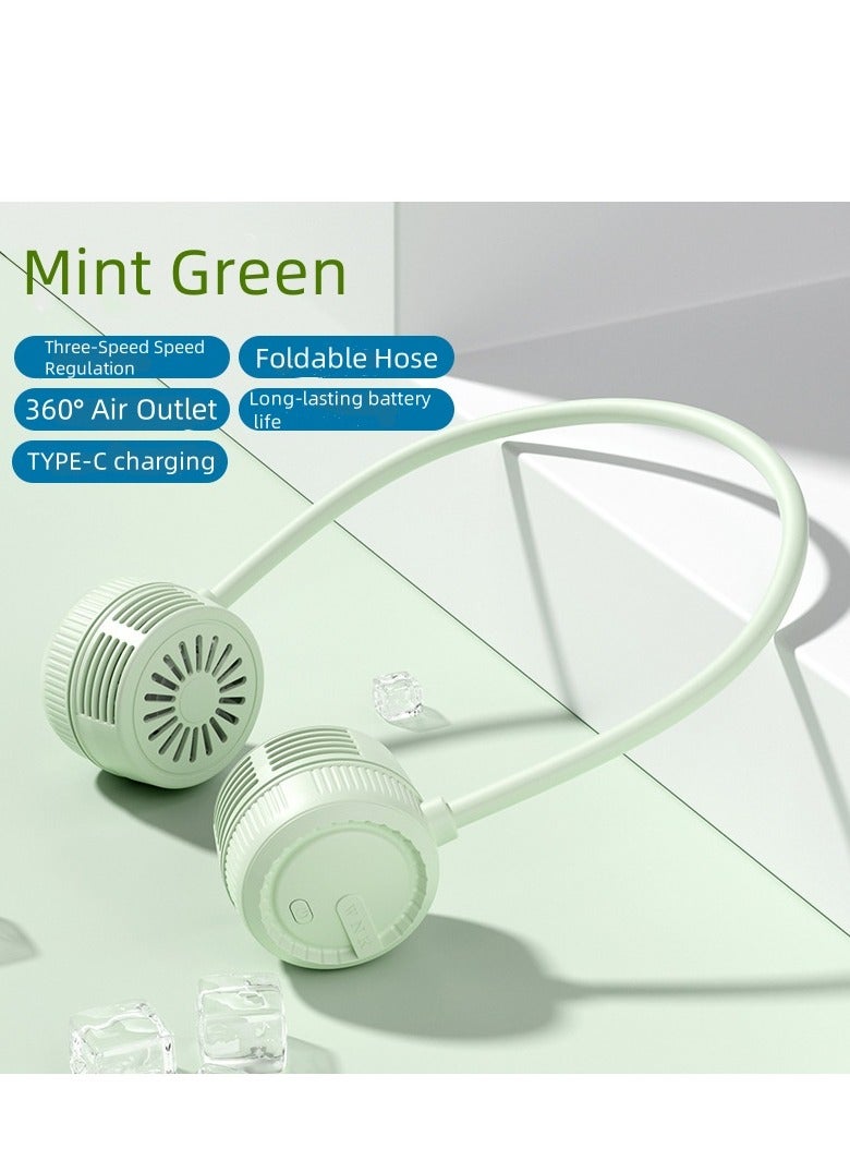 QZ Neck Hanging Fan Lazy Fan Portable Folding Lazy Outdoor Desktop USB Large Wind Power Neck Hanging Small Fan - Image 1