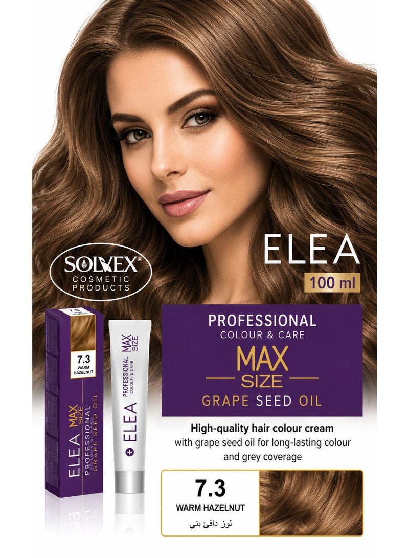 Elea Professional Max Size Hair Color Cream Warm Hazelnut 7.3, 100ml - Image 1