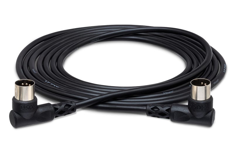 Hosa MID-303RR Right-angle MIDI Cable, Right-angle 5-pin DIN to Same, 3 Feet - Image 1