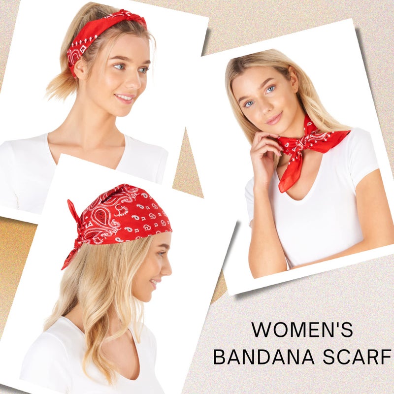 LOVARZI Red Bandana For Men & Women - Cotton Headband Paisley Hair Bandanas - Pirate Scarf - Headwear Cycling Cowboy Sports Neckerchief holiday gift - Image 5