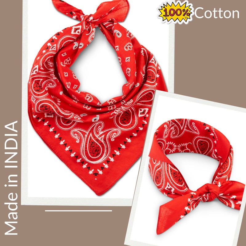 LOVARZI Red Bandana For Men & Women - Cotton Headband Paisley Hair Bandanas - Pirate Scarf - Headwear Cycling Cowboy Sports Neckerchief holiday gift - Image 3