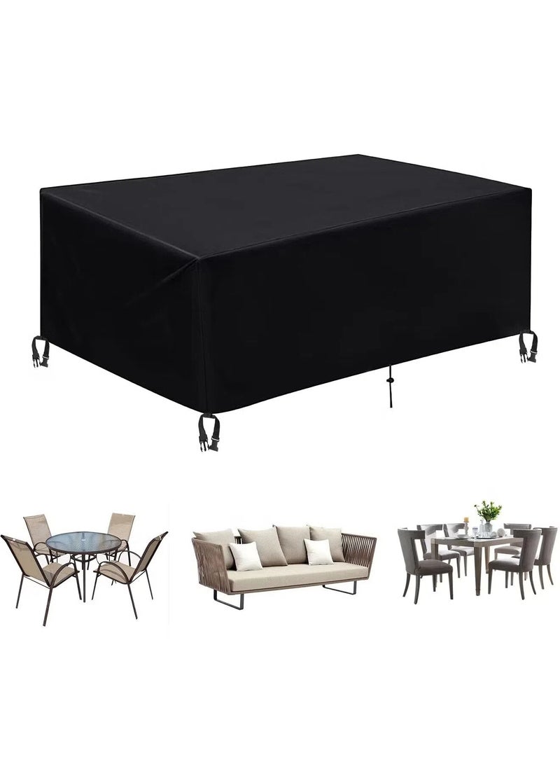 دوركو غطاء اثاث خارجي مقاوم للماء شديد التحمل 420D ، واقي اريكة الفناء مقاوم للغبار والاشعة فوق البنفسجية، غطاء طاولة وكرسي سميك للغاية ومتين - غطاء كنب خارجي - غطاء جلسات خارجية - لجميع الاحوال الجوية للاستخدام الخارجي -اغطية كراسي جلسة خارجية - غطاء جلسه خارجيه - أسود - Image 1