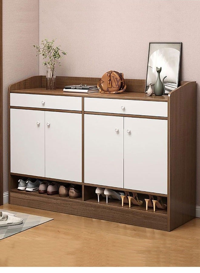 Shoe Rack Wooden Shoe Cabinet with 2 Drawer Multifunctional Shoe Rack Organizer 8 Tier Free Standing Shoe Shelf Shoes Storage Orgnizer for Closet Enterway Hallway Bathroom