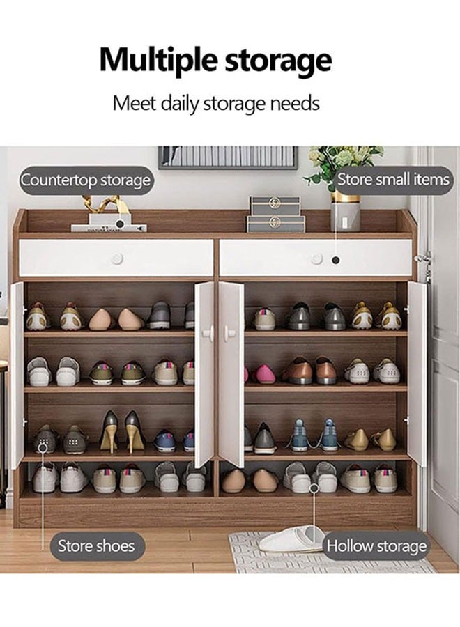 Shoe Rack Wooden Shoe Cabinet with 2 Drawer Multifunctional Shoe Rack Organizer 8 Tier Free Standing Shoe Shelf Shoes Storage Orgnizer for Closet Enterway Hallway Bathroom