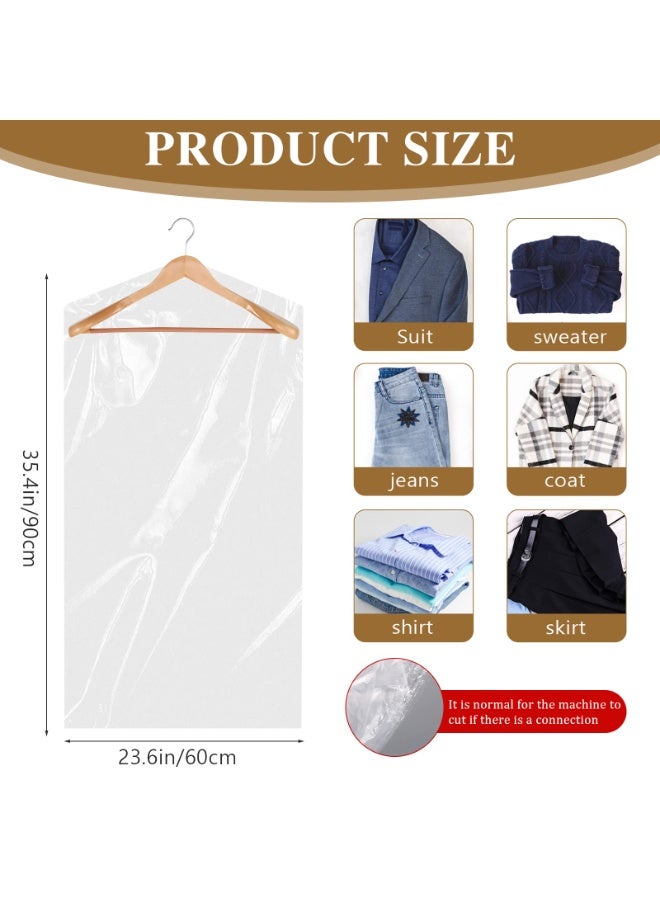 Clear Plastic Hanging Garment Bags 60x90cm, Dustproof Clothes Covers, Storage Bags for Dry Cleaning, Home Closet & Travel Use - Image 2