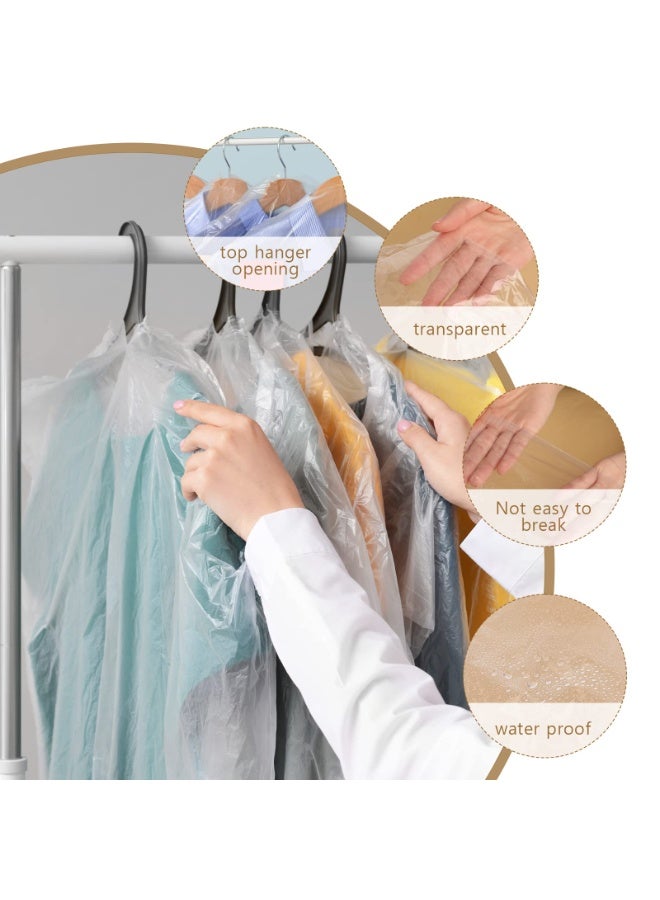 Clear Plastic Hanging Garment Bags 60x90cm, Dustproof Clothes Covers, Storage Bags for Dry Cleaning, Home Closet & Travel Use - Image 3