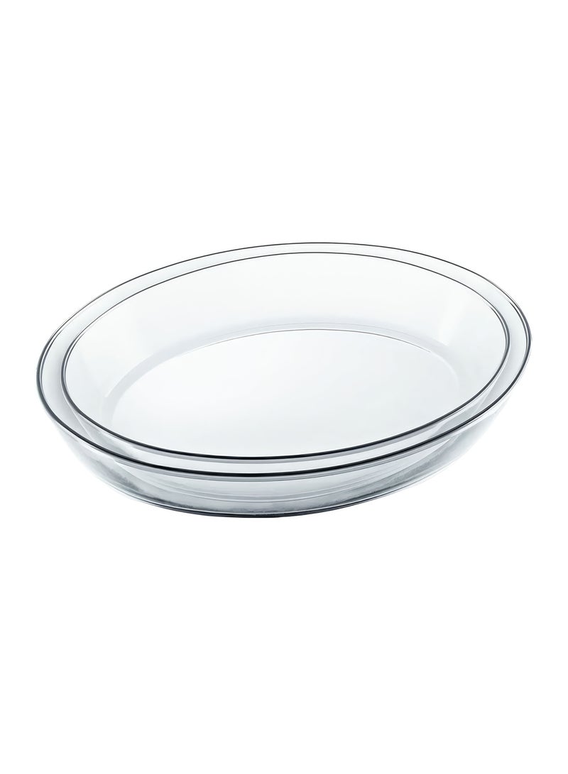 Marinex طقم صينية فرن مارينيكس الزجاجية oval من قطعتين (3.2 لتر + 4.0 لتر) - كبير جداً، آمنة للاستخدام في الفرن، أدوات خبز شفافة لللازانيا، الكعك، البراونيز، الشواء والطبق الرئيسي، طبق زجاجي متين مقاوم للحرارة للاستخدام في المنزل والمطبخ - Image 2