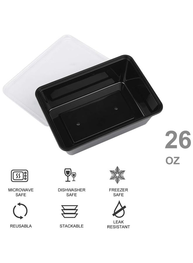 عبوة من ٥٠ وعاءً لتحضير الوجبات، سعة ٧٥٠ مل/ ٢٦ أونصة، قابلة لإعادة الاستخدام وتخزين الطعام مع أغطية، حاويات طعام للاستخدام لمرة واحدة، خالية من مادة BPA، آمنة للاستخدام في الفريزر والميكروويف. - Image 3