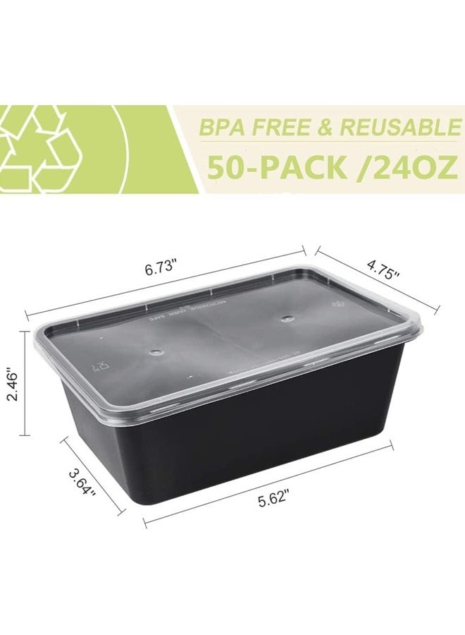 عبوة من ٥٠ وعاءً لتحضير الوجبات، سعة ٧٥٠ مل/ ٢٦ أونصة، قابلة لإعادة الاستخدام وتخزين الطعام مع أغطية، حاويات طعام للاستخدام لمرة واحدة، خالية من مادة BPA، آمنة للاستخدام في الفريزر والميكروويف. - Image 5