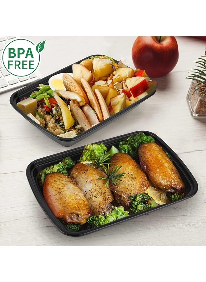 عبوة من ٥٠ وعاءً لتحضير الوجبات، سعة ٧٥٠ مل/ ٢٦ أونصة، قابلة لإعادة الاستخدام وتخزين الطعام مع أغطية، حاويات طعام للاستخدام لمرة واحدة، خالية من مادة BPA، آمنة للاستخدام في الفريزر والميكروويف. - Image 2