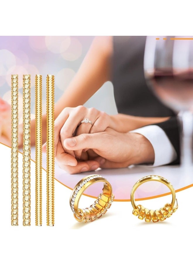 Set of 4 Silicone Spiral Ring Sizers (4 Pieces, Gold Color)