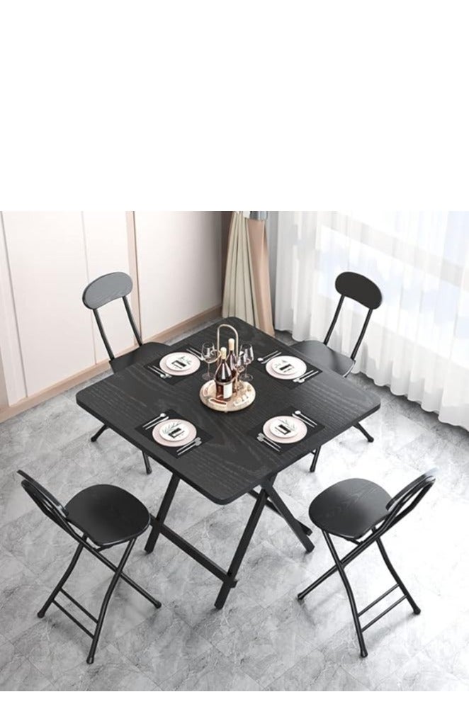 Foldable Table, Portable Camping Table Wooden Square Desk Simple Design, Multifunctional Folding Table Lunch Table, Space Saving Stable and Durable, for Camping Dining Garden Picnic Coffee (Black 80*80cm) - Image 2