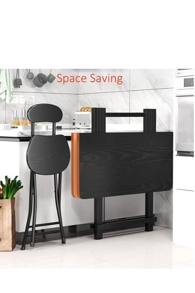 Foldable Table, Portable Camping Table Wooden Square Desk Simple Design, Multifunctional Folding Table Lunch Table, Space Saving Stable and Durable, for Camping Dining Garden Picnic Coffee (Black 80*80cm) - Image 5