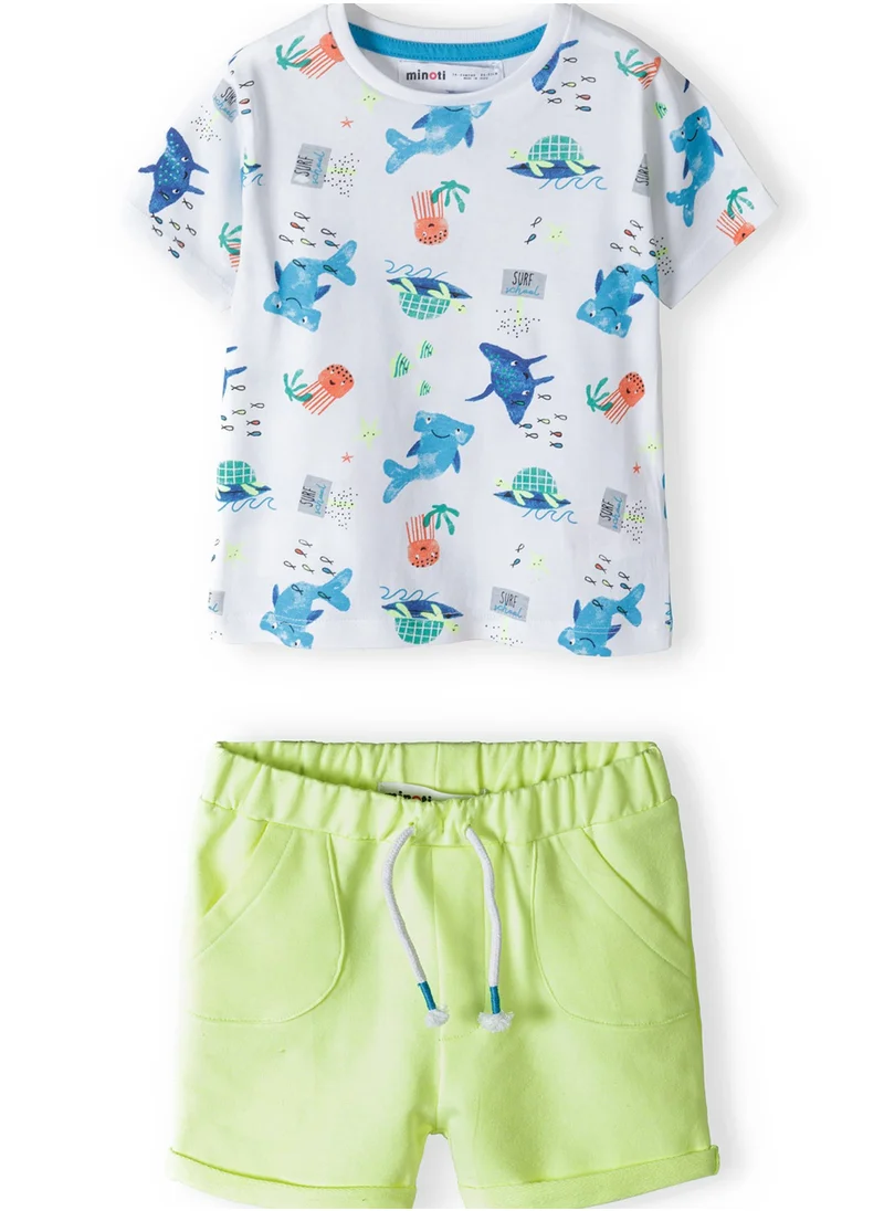 MINOTI Kids T-Shirt And Fleece Short Set