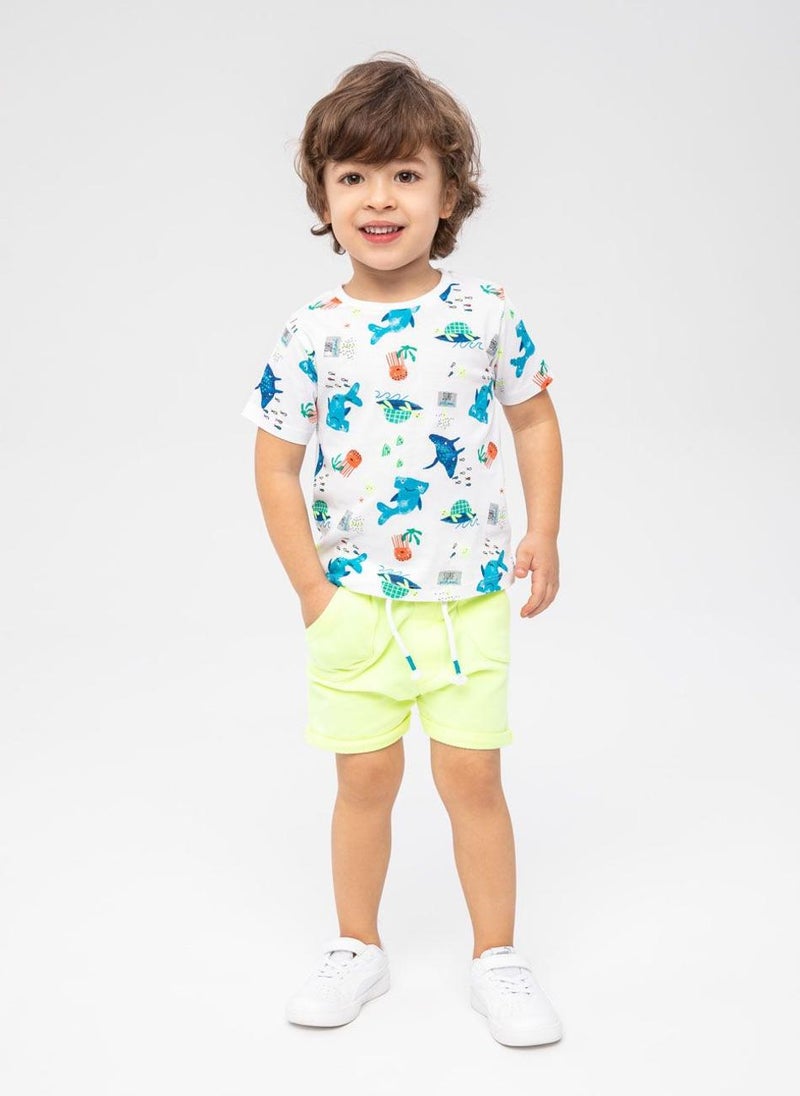 MINOTI 2-Piece Kids Boys Summer Set with Print T-Shirt and Shorts  - Image 1