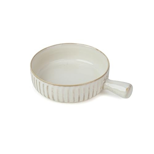 Shay Ceramic Pasta Bowl Set, 17cm, 1 Piece, White | Glossy Finish | Porcelain Ceramic Serving Bowl | Serving Bowl with Handle (Handle Bowl - White) - Image 1
