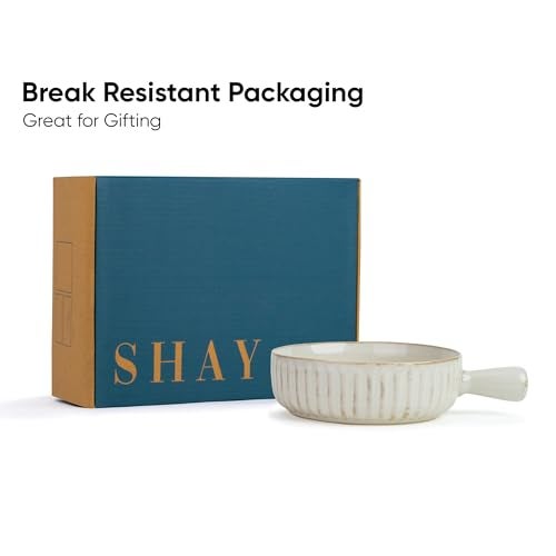 Shay Ceramic Pasta Bowl Set, 17cm, 1 Piece, White | Glossy Finish | Porcelain Ceramic Serving Bowl | Serving Bowl with Handle (Handle Bowl - White) - Image 4