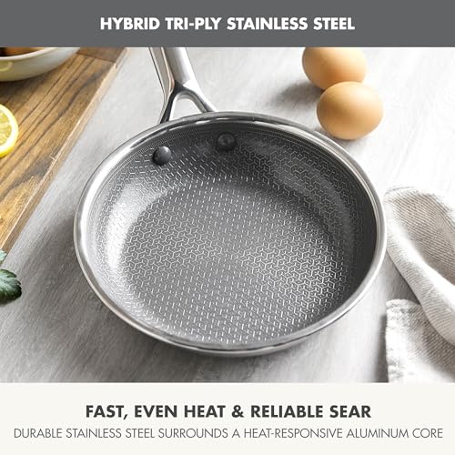 GreenPan Hybrid 8 Nonstick Stainless Steel Frying Pan APEX TriPly Thermobond PFASFree Ceramic Skillet Induction All Cooktop Compatible Oven Temp to 850F Dishwasher Safe Silver - Image 3