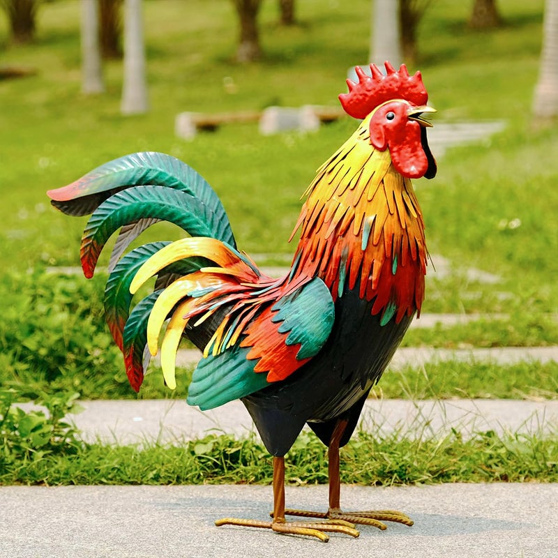 Kircust Metal Rooster Garden Statue Outdoor Decor Yard Art Chicken Decoration for Home Patio Lawn Backyard Farmhouse Kitchen - Image 1