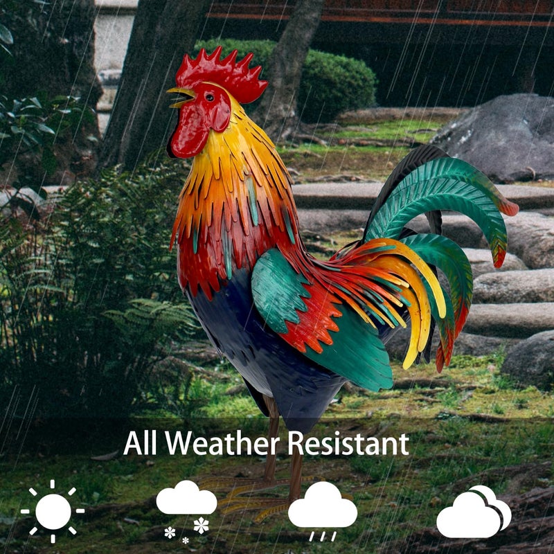 Kircust Metal Rooster Garden Statue Outdoor Decor Yard Art Chicken Decoration for Home Patio Lawn Backyard Farmhouse Kitchen - Image 3