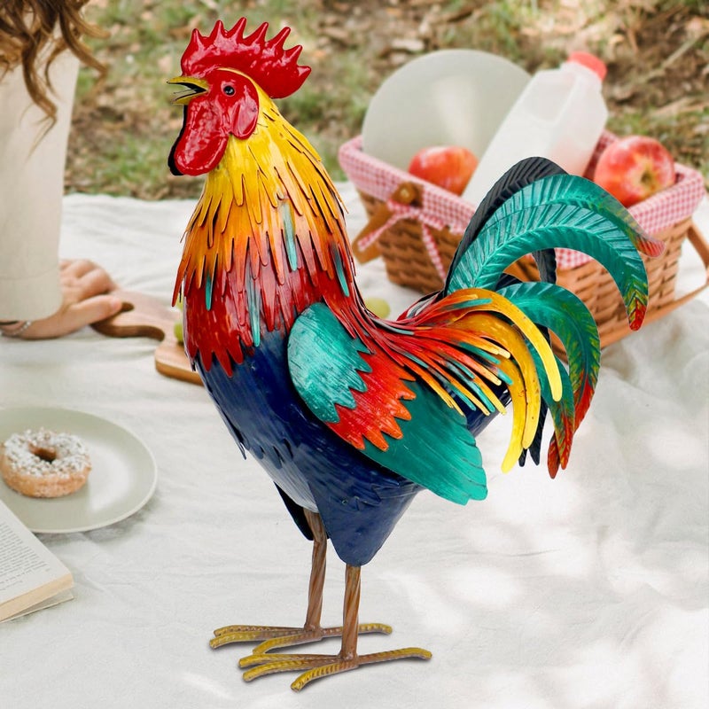 Kircust Metal Rooster Garden Statue Outdoor Decor Yard Art Chicken Decoration for Home Patio Lawn Backyard Farmhouse Kitchen - Image 5