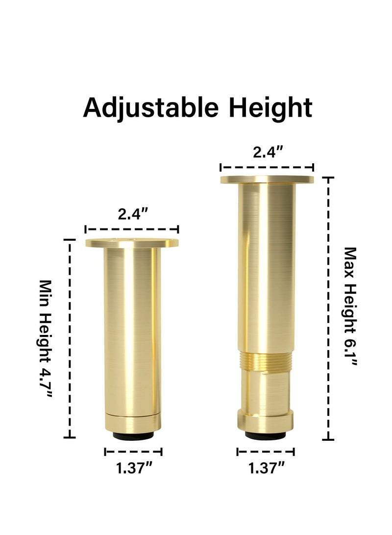 SYOSI 4 Pcs Furniture Legs, Aluminum Adjustable Sofa Legs Furniture Support Feet Replacement Leg for Sofa Couch Chair Ottoman Cabinet Table (Gold) - Image 5