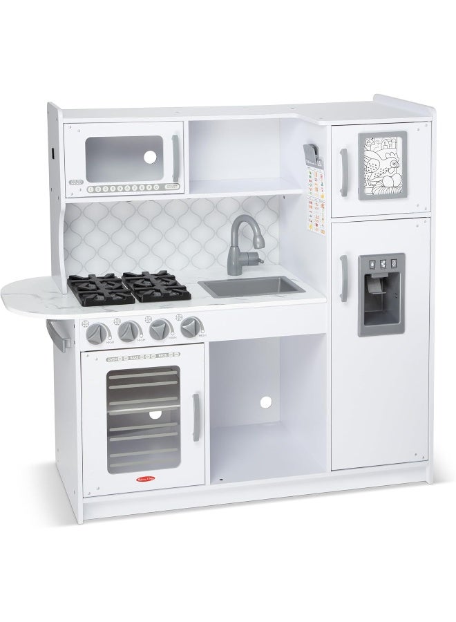 Melissa & Doug Wooden Chef’S Pretend Play Toy Kitchen With “Ice” Cube Dispenser – Cloud White - Image 1
