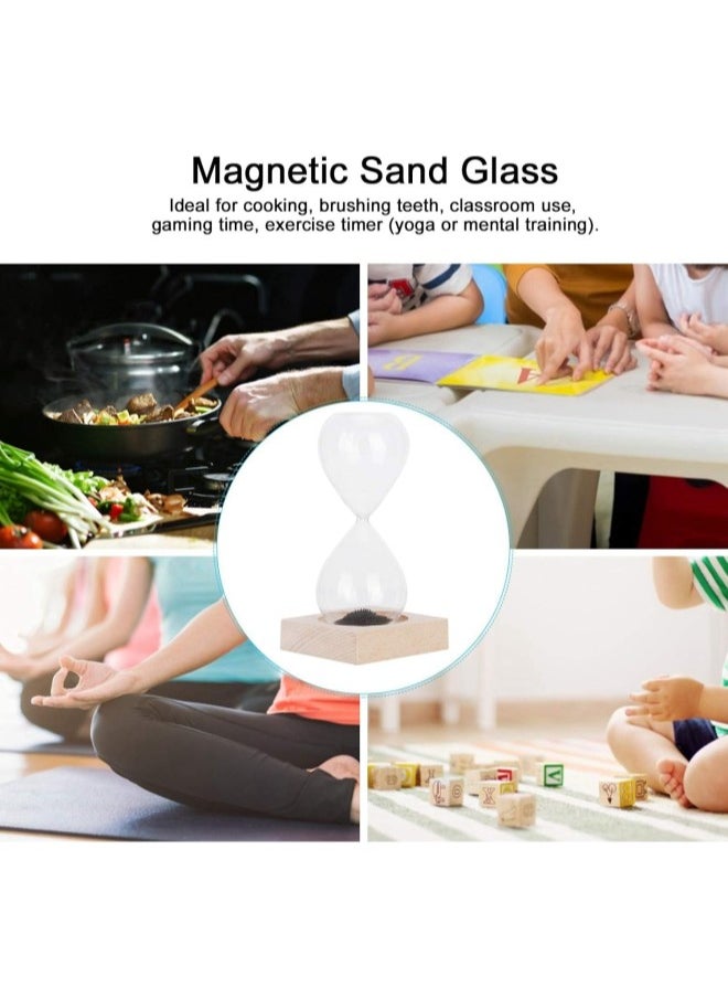 silvercnc - Magnetic Sand Timer, Sand Clock Visual Timer Hourglass Desk Decor with Base for Home Decor Birthday Gift - Image 1
